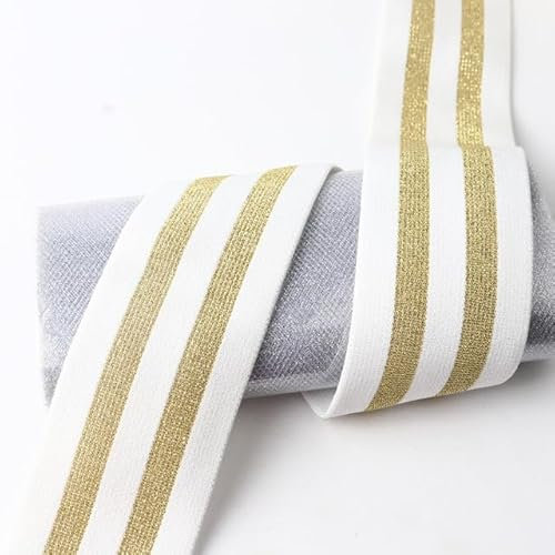 HOCEDO Banda elástica a Rayas Gruesas de 2/5 Metros y 40Mm para Pantalones, Banda de Goma para sellar la Cintura, Banda Ancha Plana elástica a Rayas, Accesorios de Costura