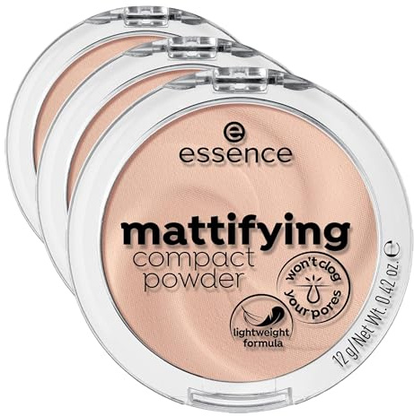 essence cosmetics mattifying compact powder, Puder, Nr. 11 pastel beige, nude, für Mischhaut, für trockene Haut, für unreine Haut, mattierend, matt, vegan, Nanopartikel frei (12g) (Packung mit 3)