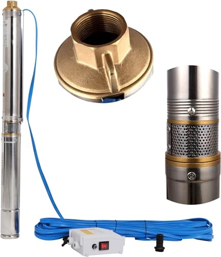 ZYIY 2.5,65mmTube,SS Deep Well Pump 1HP 220V/60Hz Deep Well Submersible Pump 269ft,13GPM Impeller Centrifugal Well Pump with Control Box for Home Garden Agricultural Industrial,30m Copper Power Cord