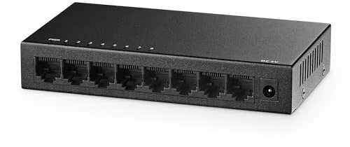 Binardat 8 Port Gigabit Ethernet Switch, 8 Ports 100/1000Mbps, Mini Taille Boîtier métallique Bureau Non géré | Montage Mural Plug and Play