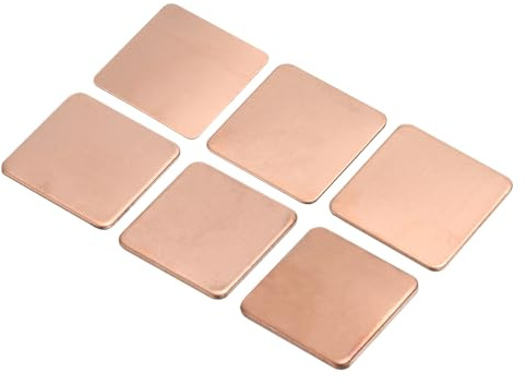 MECCANIXITY Heatsink Copper Pad Shim 20mm x 20mm 0.3mm/0.5mm/0.8mm/1mm/1.2mm/1.5mm 6 Sizes Thermal Conductive Heat Sink for Electronic Chip Cooling 2 Set