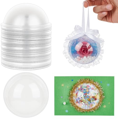 OLYCRAFT 80Pcs Clear Candy Dome 8cm Half Ball Dome Card Craft for DIY Card | PVC Candy Holder, Half-Ball Clear Dome, Easy Filling Sealing, for Shaker Card Making Present Box Party Favor Holiday Surprise