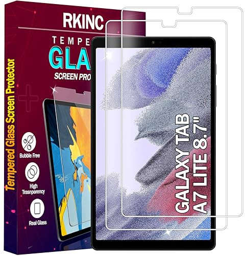 RKINC 2 Stück Schutzfolie für Samsung Galaxy Tab A7 Lite (8,7 Zoll) SM-T220/SM-T225, Schutzglas Panzer HD Displayschutzfolie, 0,33 mm kratzfest, blasenfrei, lebenslangeGarantie