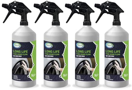 Jovs Tyre Shine 1 Litre (PACK OF 4) - Premier Wet Look Clear Tire Dressing Gel for Cars, Long-lasting Silicone Based Formula, Instant Sheen, Ultimate Tire Shine Spray 1000 ml.