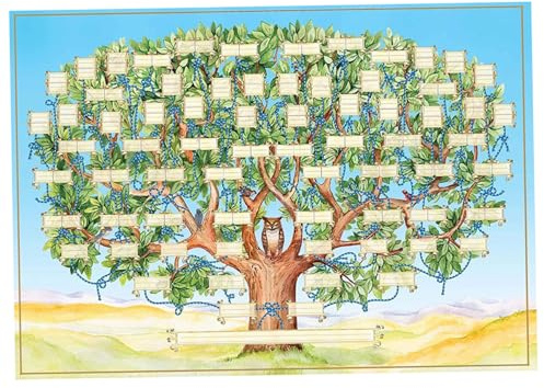 Chartes d'arbres généalogiques à remplir, 40x60cm toile de généalogie remplissable à vierge, affiche de généalogie à 9 génération, décoration murale du graphique des arbres généalogiques (cadre non i