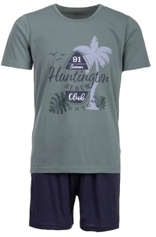 Pyjama pour homme Henry Terre Shorty Beach Ensemble 2 pièces M-5XL Coton Grande taille, vert, XL