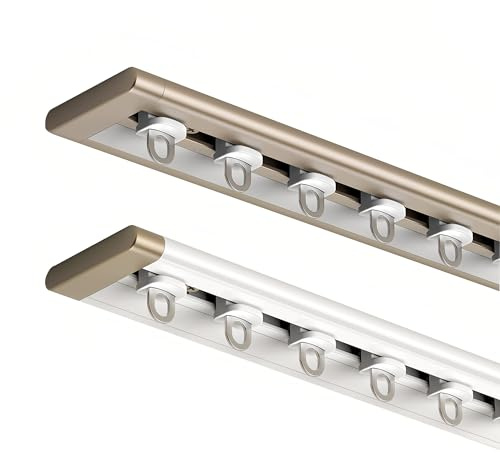 Ultra-Thin Curtain Track, Aluminium Ceiling Track For Curtains, Sliding Curtain Rail For Window Room Divider, Wall Divider Curtain, Rv Curtain Track(White,600cm(4 * 150cm))
