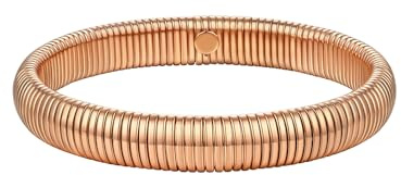 FOCALOOK Stretch Armband Damen Armreif Mädchen Edelstahl Elastisches Armband Schlange Armspange Schlangenarmband 10mm breit Schmuck Accessoire