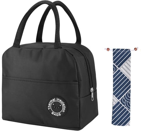 FonVan Lunch-Taschen Frühstückstasche für Damen und Herren, 6L Klein Lunchtasche Mit Bestecktasche, Kühltasche Isoliertasche, Faltbare Thermotasche, Picknicktasche, für Arbeit, Schule, Picknick
