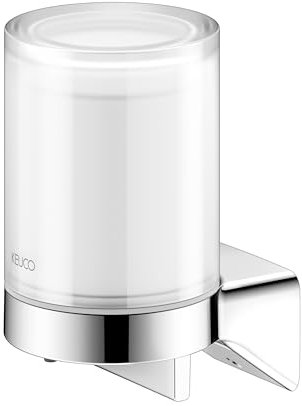 KEUCO Rose Seifenspender mit satiniertem Stülpglas, 180 ml, ohne Bohren, Metall verchromt, Made in Germany, nachfüllbar, inkl. Klebeset und Schraubset, Lotionspender zum Kleben oder Schrauben