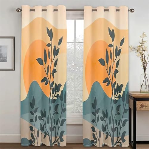 Abstrakte Kunst, geometrisches Design, florale Verdunkelungsvorhänge für Wohnzimmer, Schlafzimmer, 3D, günstig, einfache Fenstervorhang, Dekoration, Set mit 2 Paneelen, 78,7 x 180,3 cm