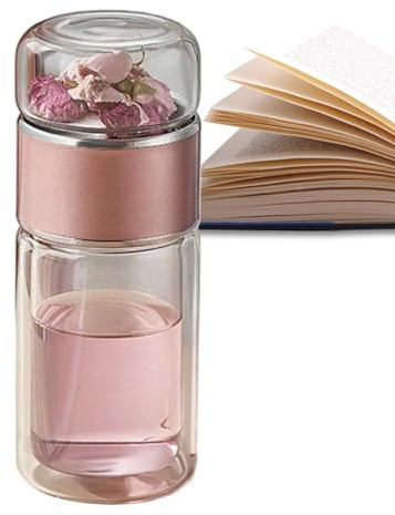 Infusifie Infusifie Infusor de té | Botella de té de vidrio de 280/350/420 ml | Botella de agua de doble pared | Botella de té de separación de té y agua | Taza de té portátil de viaje con filtro de
