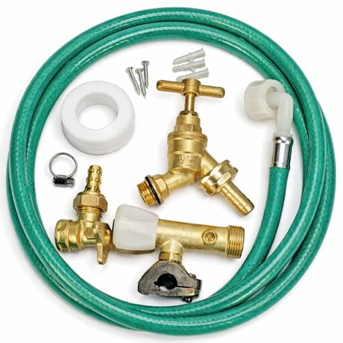 Outdoor Garden Tap Kit Solid Brass Outside Tap Kit with Including Union Nut Flanged Insert & Rubber Washer Quick Connector Screws & Wall Plugs DIY Hose Adaptor