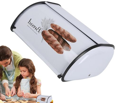 Genérico Bread Bin, Bread Box Container, 13,58 x 9,06 en Homemade Breads Keeper, diseño de preservación original, vintage Cake Storage for tostts, Pastries and More