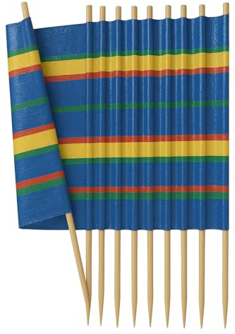 RANRHA 4 5 6 8 10 POLE WOODEN WINDBREAK FOR BEACH, CAMPING & GARDEN – MULTICOLOR STRIPED PRIVACY SCREEN FOR WIND & SUN PROTECTION (5Poles(Width: 2.87m Height: 90cm))
