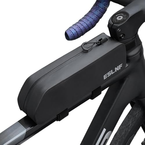 Rarapop Bike Top Tube Bag, Waterproof Bicycle Front Frame Bag, Bicycle Pouch Compatible with Phone, Cycling Tools Storage Pouch for MTB Road Bike (Black)