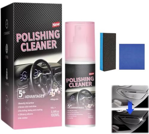Genérico Limpiador y abrillantador para Interiores de Autos, abrillantador de Interiores, Limpiador de Interiores, Spray Protector para Interiores, abrillantador para Goma y Cuero (1 Piezas)
