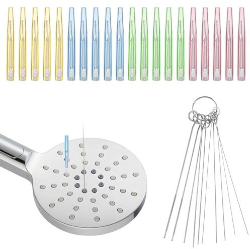 XLIUAX 30PCS Brosse Douche Nettoyage, Goupillon Paille, Outils De Nettoyage Pour Pommeau Douche à Petit Trou Avec Boîtes Rangement, Brosse Nettoyages Anti Encrassement Pour Salle Bain