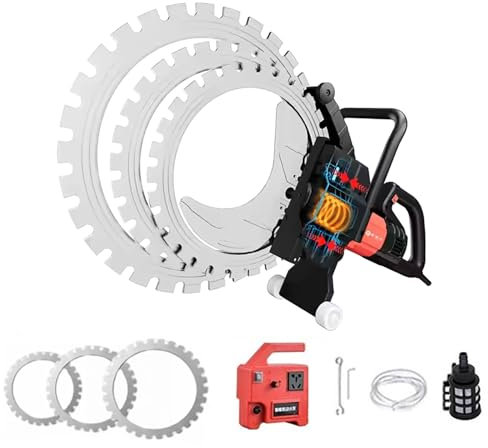 Electric Concrete Saw 8900W Adjustment-free Brushless Ring Saw with 16in/20in/24in Diamond Blade, Water Fed Dust Suppression, Wall Chaser for Marble, Rebar, Bricks