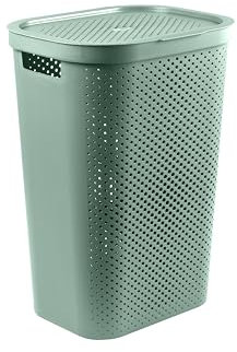 CURVER Coffre à Linge Infinity 60L - Bac à Linge avec couvercle et aération - Poignées Ergonomiques - Pour Salle de Bain ou Buanderie - 70% recyclé - 43,7 x 35,1 x 60,2 cm - Nouveau Vert