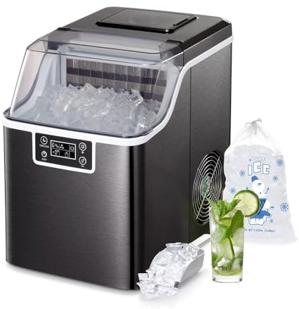 SXYKXYDL Macchina per Il Ghiaccio a Pellet - Macchina per Il Ghiaccio a pepite da banco con autopulizia, 35 libbre di Ghiaccio al Giorno per casa/Ufficio/Bar/Feste - Macchina per Il Ghiaccio da banco
