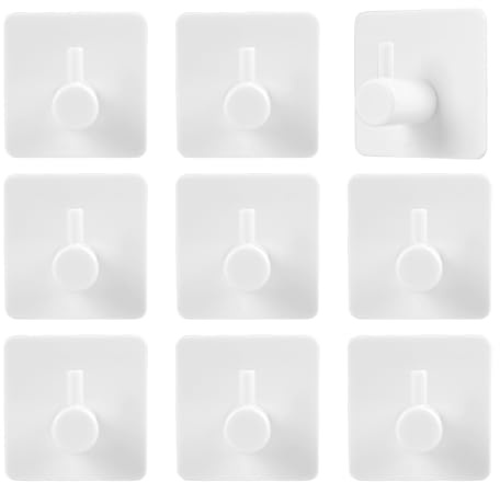 EceoThsy Selbstklebende Wandhaken ohne Bohren, Set mit 8 in Weiß, Wasserdichte Klebehaken aus Kunststoff, Hohe Klebekraft bis, Haken für Bad, Küche und mehr, Selbstklebende Haken Extra Stark