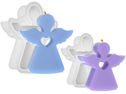 ZORVUJI 2 pezzi stampo in silicone angelo con cuore stampi in silicone per fusione per gesso Keraflott resina epossidica addobbi natalizi hobby creativi