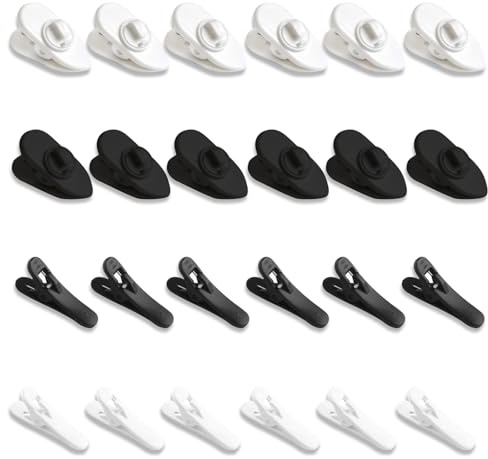 24-Teiliges Mehrzweck Kabelklemmen Set, Drehbaren Kurzen/Kabelklemme | Langen Kopfhörer Clip, Kopfhörerkabelclips, Geeignet für Kopfhörer, Kabel, Befestigungsklammern, Mikrofonkabelklammern