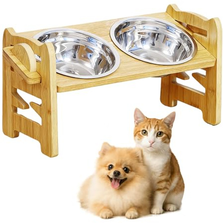 Hundenapf Erhöht, Hundenapf Erhöht Mit Ständer, Höhenverstellbar Futternapf, Rutschfestes Höhenverstellbarer Mit 2 Edelstahlnäpfen, Erhöhter Hundenapf Für Kleine Hunde Und Katzen