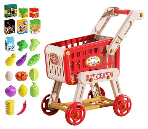 Einkaufswagen für Kleinkinder - Spielzeug Kaufmannsladen Zubehör Für Kinderküche - Pädagogisches Küchenspielzeug Rollenspiel für Kinder Vorschule Lernaktivitäten Geburtstag Feiertag Zuhause Kindergart