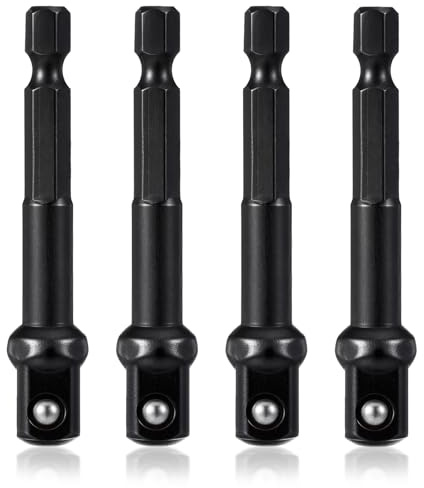 Nogeqi 4 Pcs 3/8 Impact Adapter,Impact Socket Adapter Set,1/4 to 3/8 Drive Adapters Kit for Drills Extension Accessory Driver Bits for Automotive DIY, Handle Nut Driver and Drills