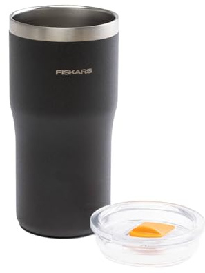 Fiskars On-the-go Mug Isotherme, 0,5 L, Mug isotherme pour Café et Thé | Sans BPA, Mug à Café Ergonomique et Empilable, Hauteur 16,2 cm, Noir, 1078762