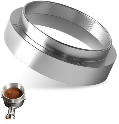 HMCEY Anello Dosatore per Caffè 58 MM,Imbuto Dosatore Magnetico,Accessori Portafiltro Espresso,Anello per Imbuto di Riempimento Alluminio,Facile da Pulire per Baristi,Casa,Raccoglitore Polvere-Argento