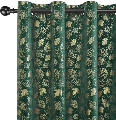 CYCMACO Gardinen Samt 2er Set, 140x200cm, Thermovorhang Hitzeschutz Mit Ösen, Fenster Verdunkelung, Thermovorhang Gegen Kälte, Schallschutz Vorhang, Für Wohnzimmer Schlafzimmer, Dunkelgrün
