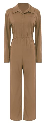 Monduelle Damen Arbeitsoverall Schutzanzug Blaumann Overall Jumpsuit Werkstatt Arbeitsanzug Coverall Mechaniker Arbeitskleidung Khaki M