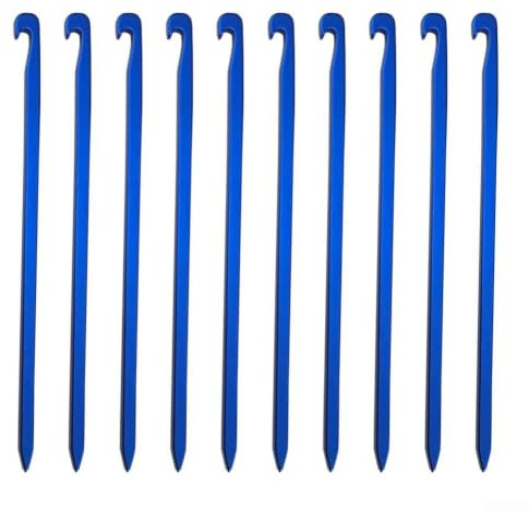 Estacas de tienda de campaña resistentes, estacas de tienda de arena de playa, estacas de aluminio para tienda de campaña (azul)