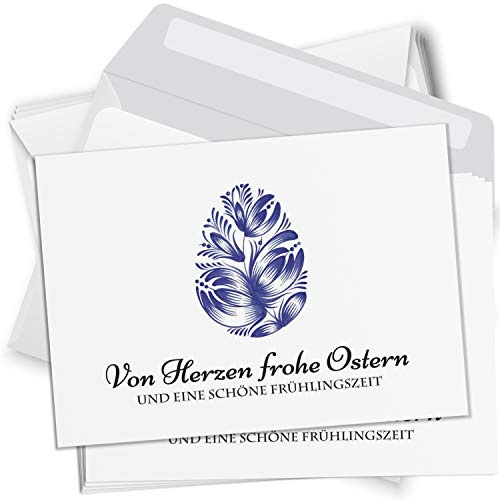 Einladungskarten Manufaktur Hamburg 10 Postkarten zu Ostern mit Umschlägen im Set - Osterkarten modern Von Herzen Frohe Ostern Osterpostkarten