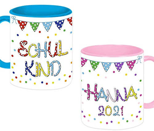 MissRompy Schulkind (828) Kindertasse mit Name, Tasse, Namentasse, Becher, Kinderbecher, Keramik, 300 ml