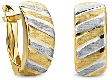PRINS JEWELS Bicolor Creolen Matt & Glänzend 14 Karat 585 Gold - SIT13 | Bicolor Creolen aus echtem 14 Karat 585 Gold mit matter und glänzender Oberfläche
