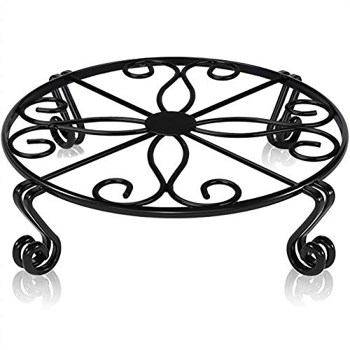 Black Plant Stand for Flower Pot Heavy Duty Potted Holder Indoor Outdoor Metal Rustproof Iron Garden Container Round Supports Rack for Planter Bronze, Pumpkin Stand Outdoor