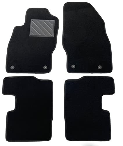 Tappetini per Opel Corsa D 2006-2014 e Corsa E dal 2014 al 2019 su Misura, Antiscivolo, battitacco in gomma rinforzato, bottoni di fissaggio