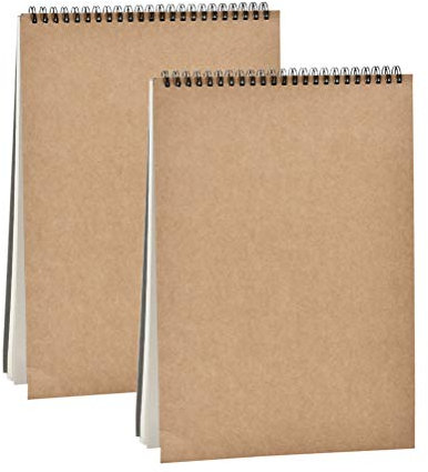 N/A 2 Stück A4 Kraft Notizbücher Skizzenbücher, 160g Leerseiten-Sammelalbum, Kraft Cover Skizzenbuch Kunstbücher für Erwachsene und Kinder, Kompatibel mit Bleistiften und Aquarellstiften,30 Blatt