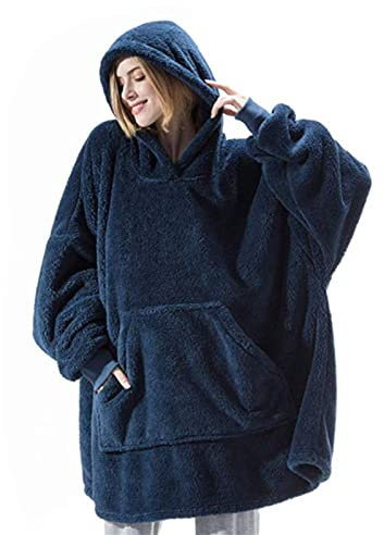 Coperta Felpa Oversize Con Cappuccio, Coperta Indossabile In Morbido Pile Leggero Con Maniche E Tasca Frontale Per Donna Uomo Coperta Indossabile In Peluche Per Guardare La TV In Salotto