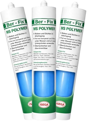 Ber-Fix MS Polymer Blau Pool Unterwasser 3er Pack 3er | MS Polymerkleber Blau Pool Unterwasser 3er Pack 3er: MS Polymerkleber blau: elastischer Kleb- und