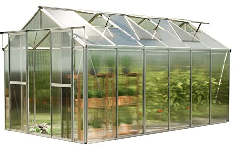GFP Serre Saphir 6 Cadre Aluminium 259x384 cm Plaques Double paroi 6 mm indéformables & résistantes aux intempéries