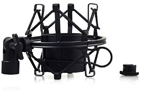 Faderr Universal Microphone Shock Mount Holder Adapter Clamp Clip Large Diameter Studio Condenser Mic Anti-Vibration Mic Holder(Black,size:4.5cm)