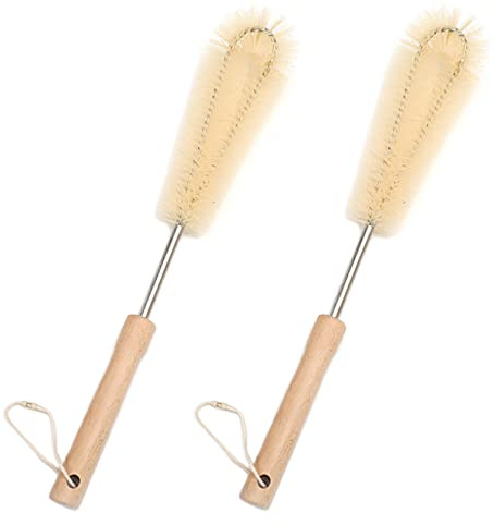 UPTALY 2 Stück Flaschenbürsten (38 cm, Nylon), mit Buchenholzgriff, Waschbürste mit biegbarem Kopf, Tassenbürsten mit langem Griff, Flaschenreinigungsbürsten-Set, für Waschbecken, Babyflasche