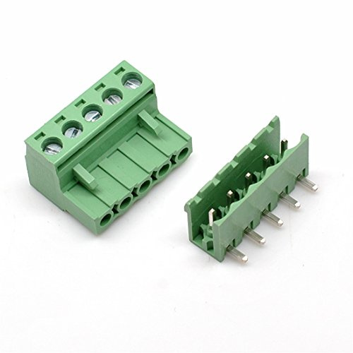 Oiyagai 10er Set 5-Pin 5.08mm Pitch Rechtwinklig PCB Schraubklemmenblock, Männlich und Weiblich, für Leiterplatten