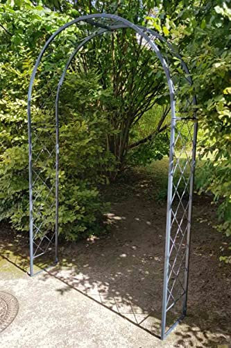 KUHEIGA Anthrazit Rosenbogen Metall, B: 125cm / H:210cm, Rankbogen Anthrazit, Metall-Bogen