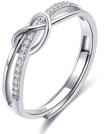 925 Sterling Silber Ringe für Frauen Liebesknoten Ringe verstellbare offene Finger Federringe Schmuck Geschenke gekreuzte Ringe für Frauen mit Zirkonia